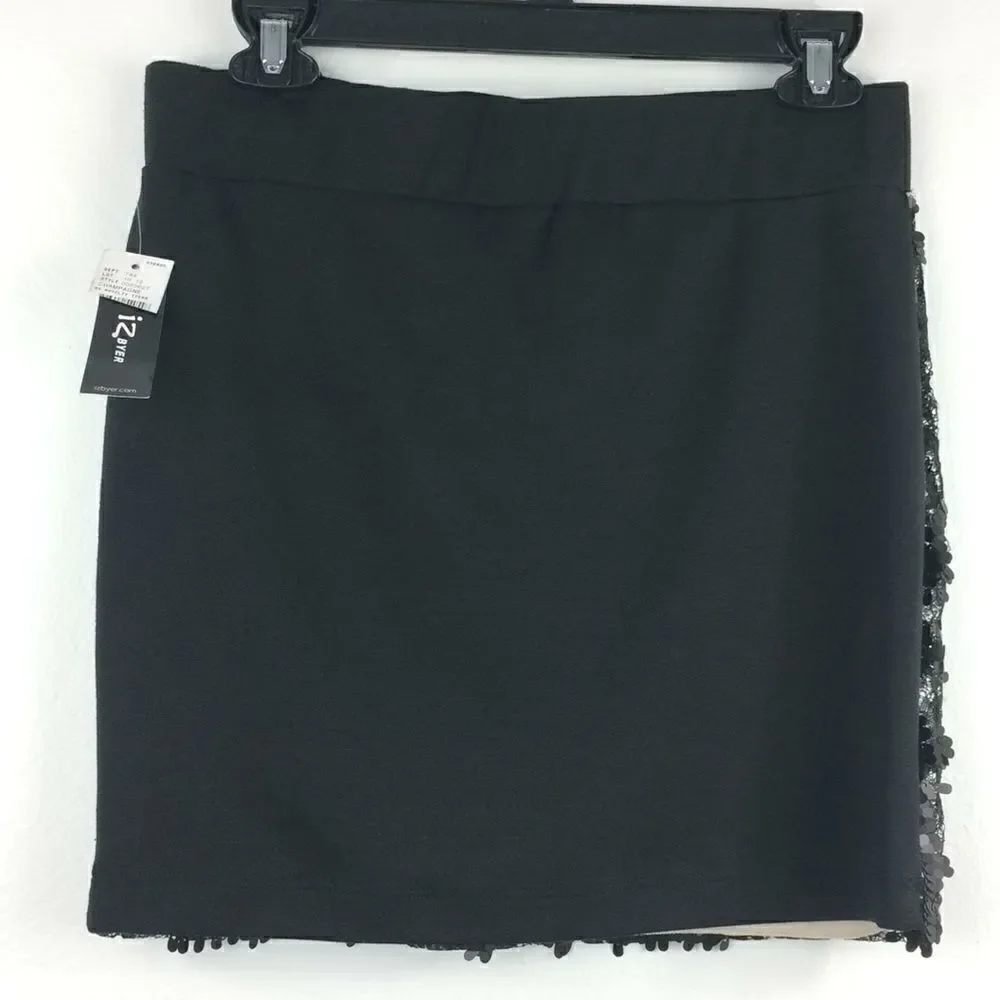 IZ Byer black jersey sequin skirt